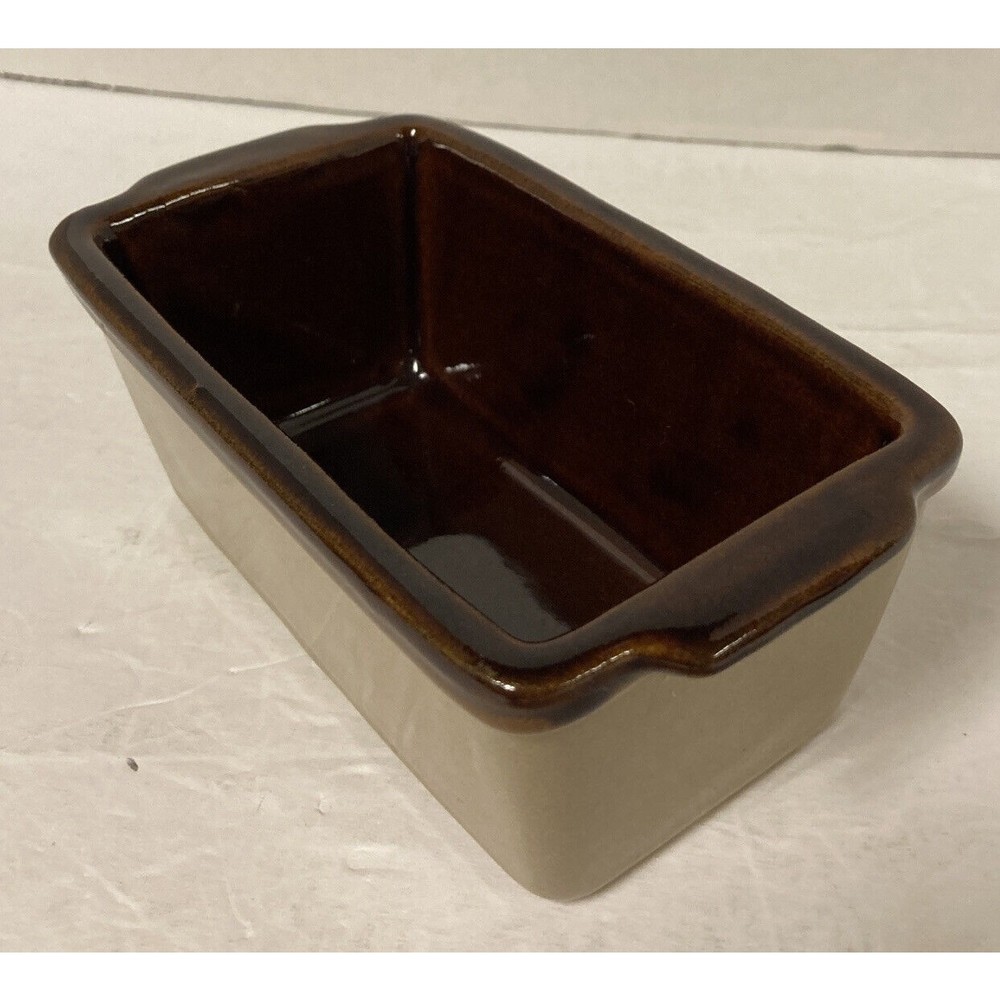 Vintage Mini Bread Loaf Pan Stoneware Brown Glazed Bakeware Pottery #1626